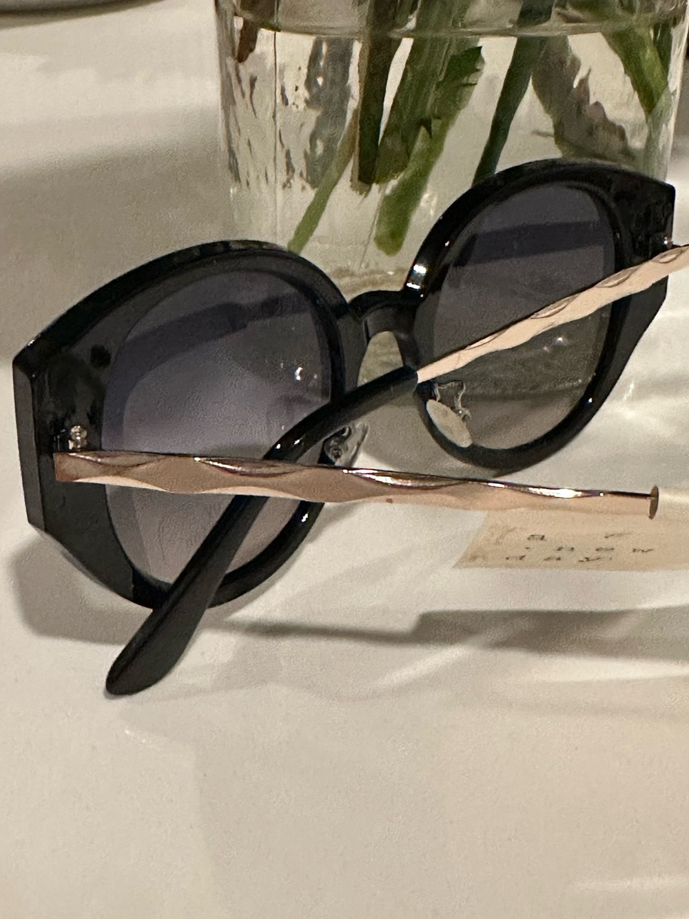 A New Day Black Angular Round Sunglasses Gold Accent Gradient Lenses NWT - Picture 5 of 7